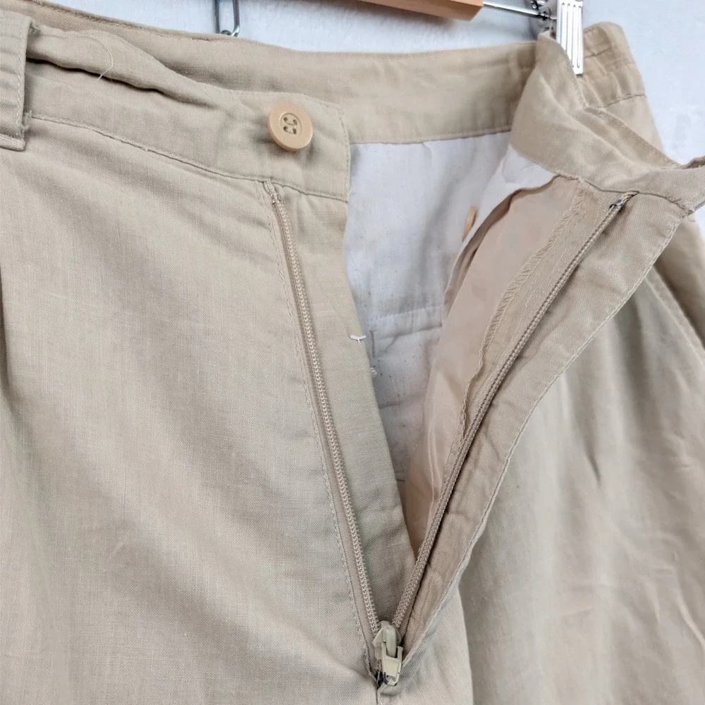 VTG Soulot Pants Mens XL Tan Pleated Relaxed High Rise Wide Leg Skater Baggy Y2K